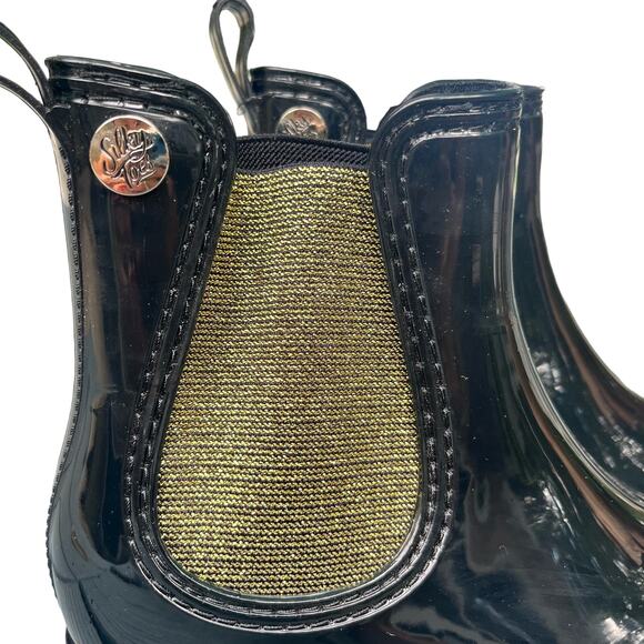 SILKY TOES Gold and Black Ankle Rain Boots Size 41 US 10 / 10.5 - Picture 6 of 7